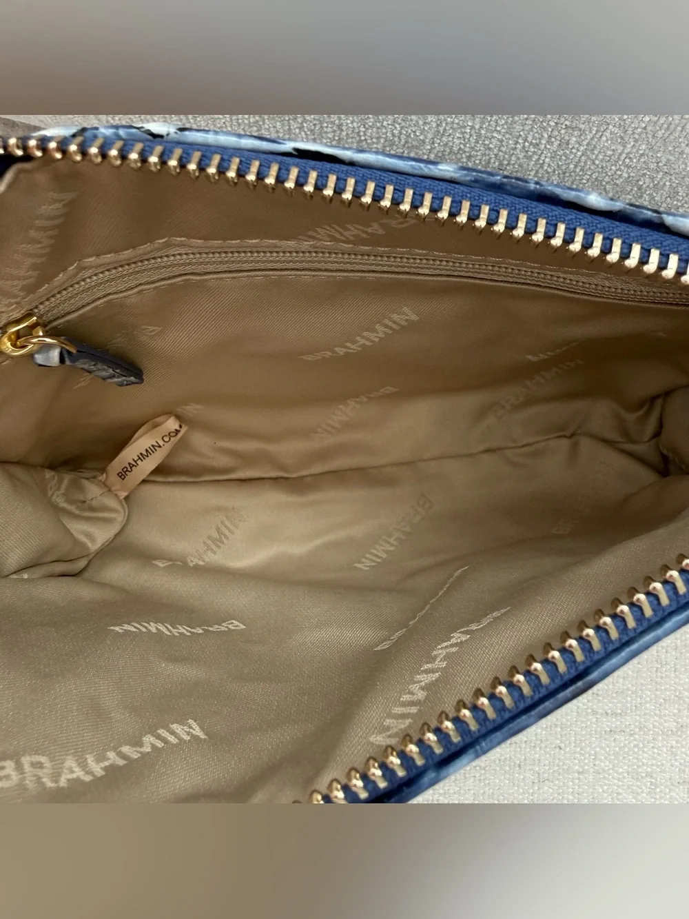Brahmin Daisy Clutch Wristlet Bellbottom Blue Ombre Melbourne Leather